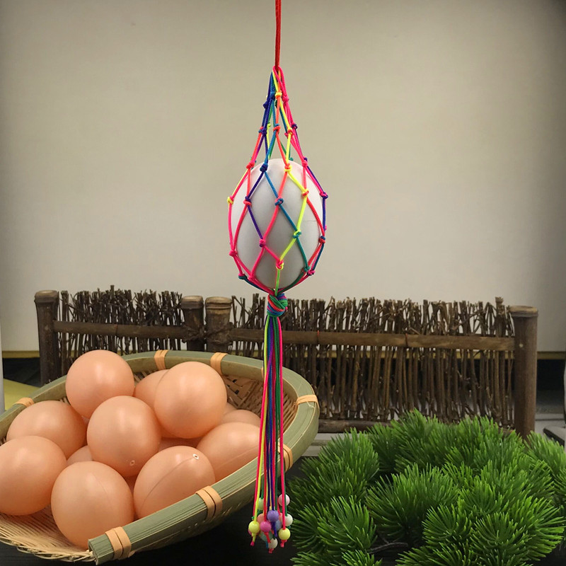 立夏蛋兜材料包蛋袋网袋儿童习俗小孩网袋手工编织五彩线鸭蛋挂脖