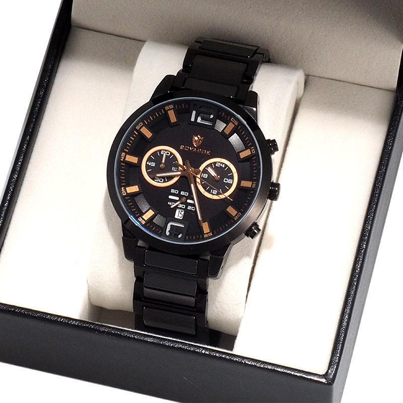 boyarge宝雅格手表男赛车运动时尚简约金属防水计时机械型石英表