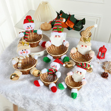 卡通圣诞节公仔装饰创意家用水果篮摆件可爱圣诞雪人收纳篮装饰品