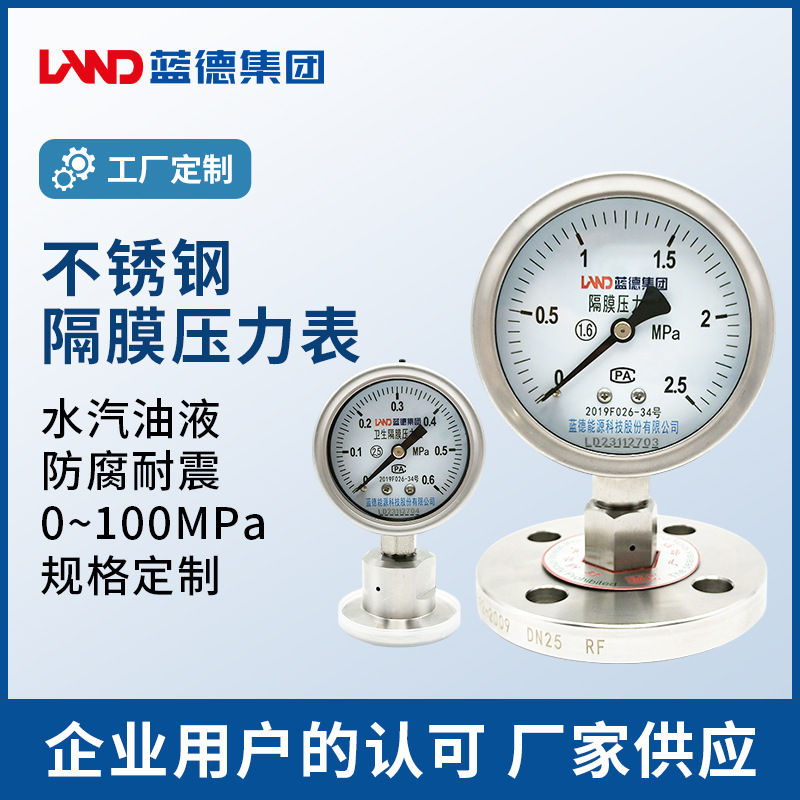 YN-100MF不锈钢隔膜压力表定制法兰耐震膜片卡箍耐震压力表加工