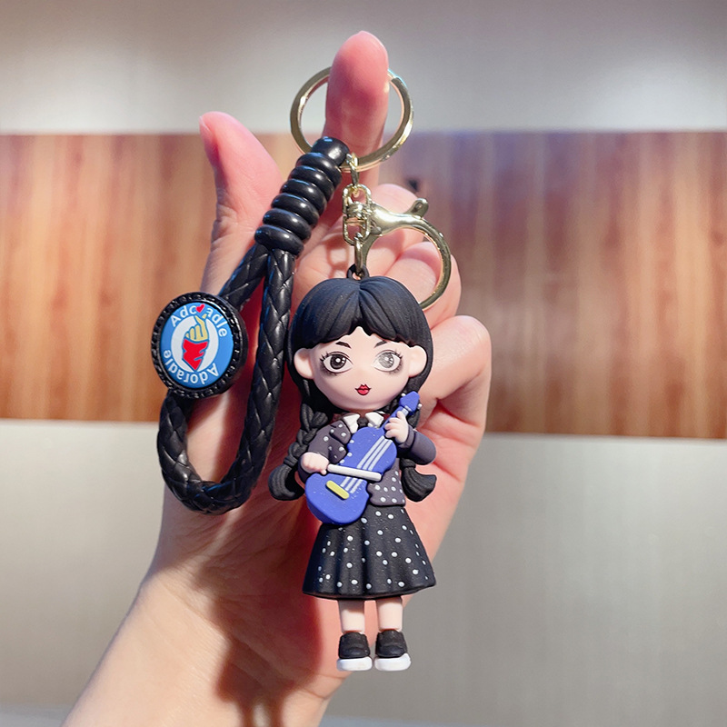 New Wednesday Skirt Girl Keychain Exquisite Character Model Doll Schoolbag Pendant Buckle Key Chain Wholesale