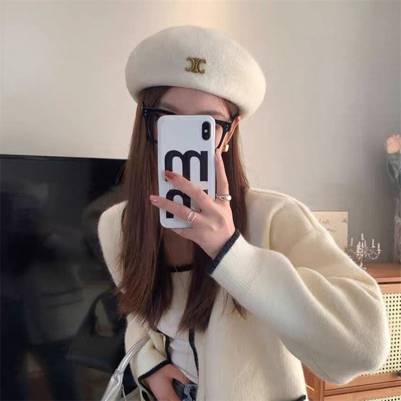 Woolen Beret Women's 2023 Popular Autumn and Winter Hat Painter Cap Big Head Circumference Makes Face Look Smaller Beret Arc De Triomphe