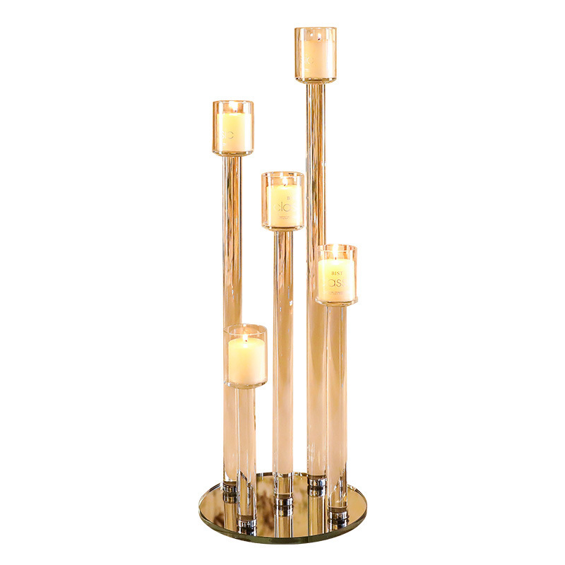 Crystal Lamp Candlestick European-Style Wedding Supplies Glass Multi-Head Rotating Candle Holder Crystal Crafts Gift Generation
