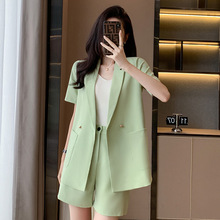 清新小众设计感2023年夏新款韩版气质宽松休闲纯色西服套装女