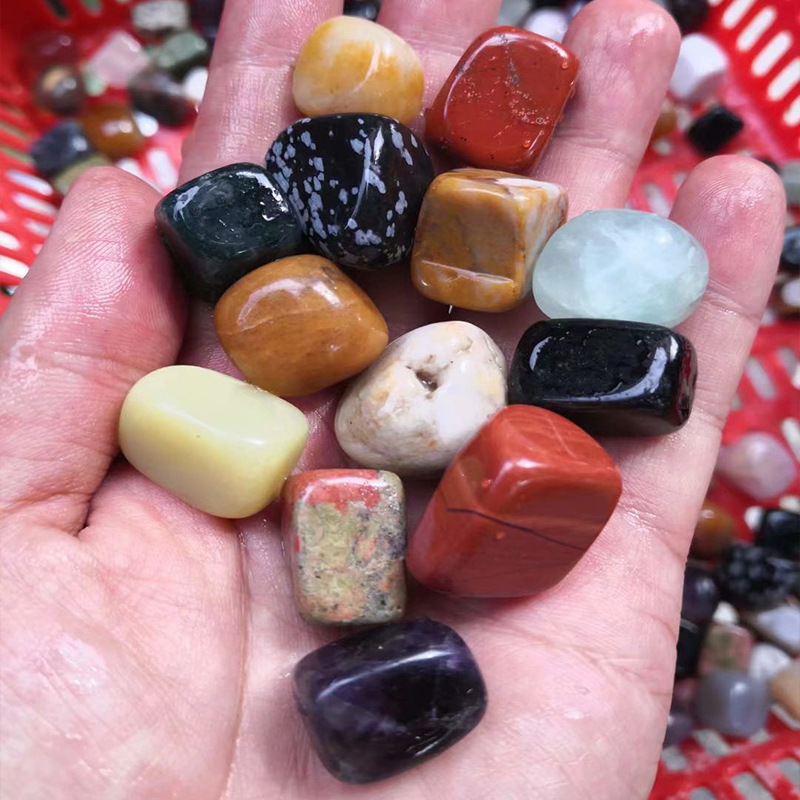 五彩石幸运石抛光石能量石盆栽多肉植物铺面石鱼缸造景小石子单个