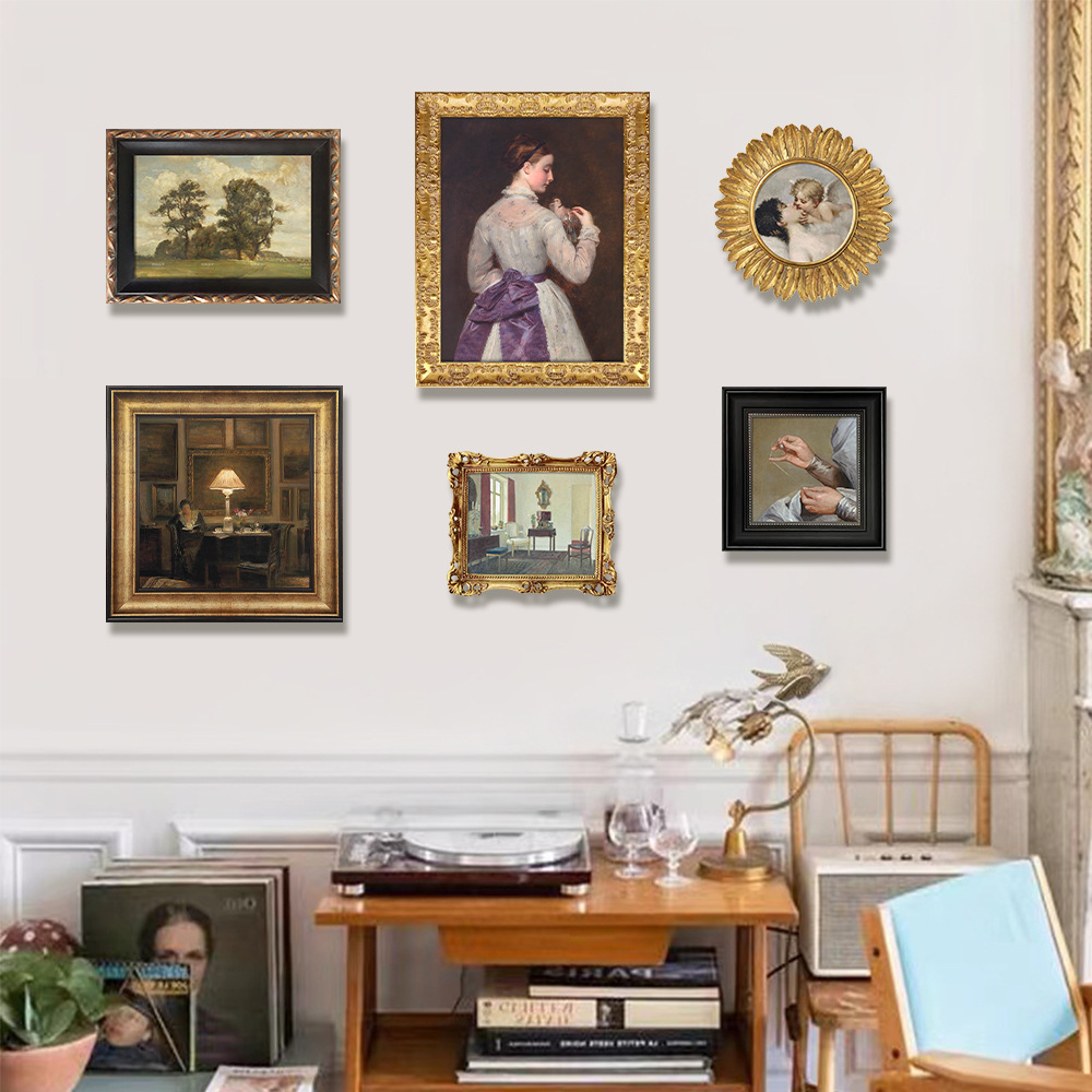 法式复古轻奢客厅装饰画餐厅玄关欧式壁画欧式宫廷沙发背景墙挂画