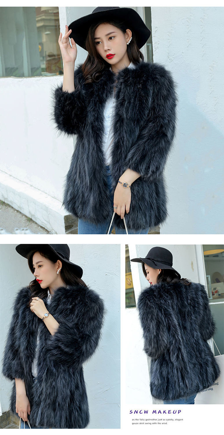 海宁皮草外套女貉子毛秋冬真毛2020新款狐狸毛中长款皮毛一体大衣