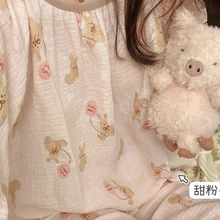 韩国睡衣女款夏季2023新款可爱小兔宽松长袖长裤家居服大码套装