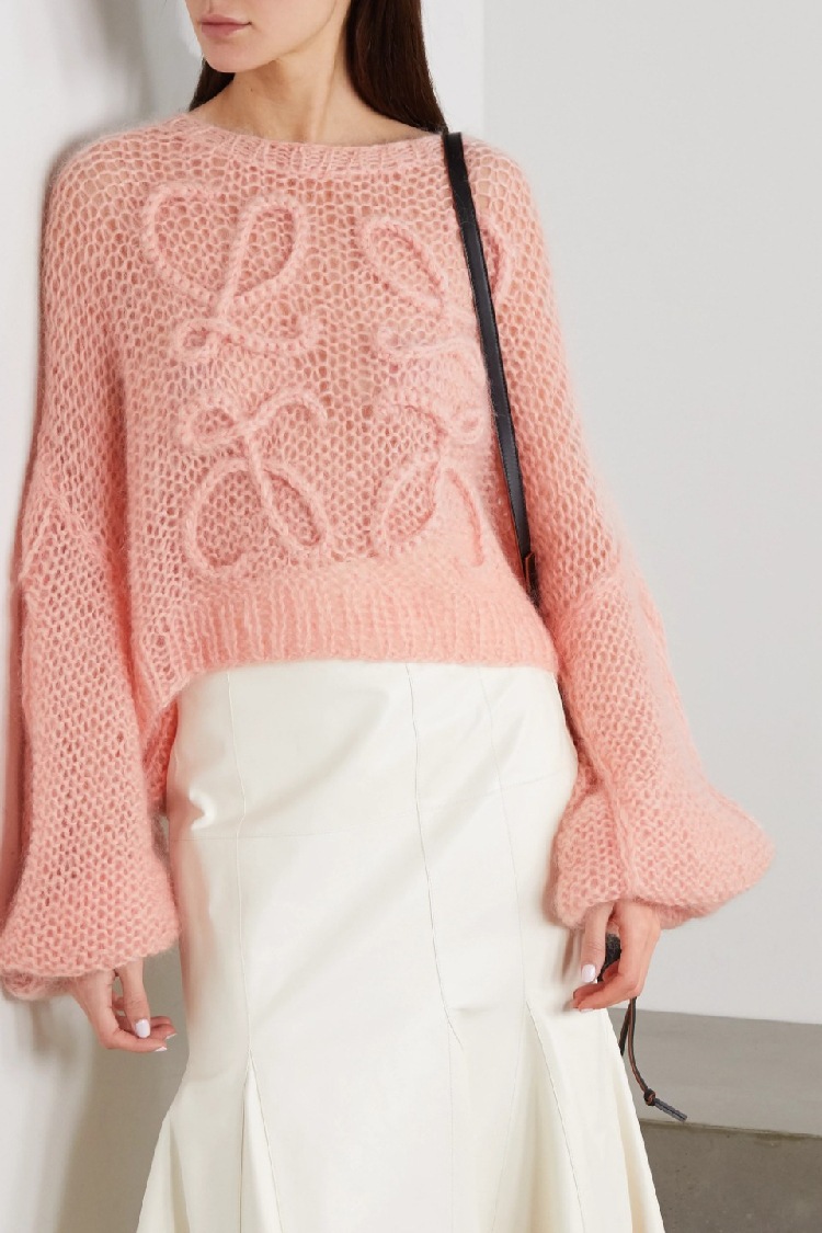 2021马海毛纯手工编织毛衣套头女sweaters