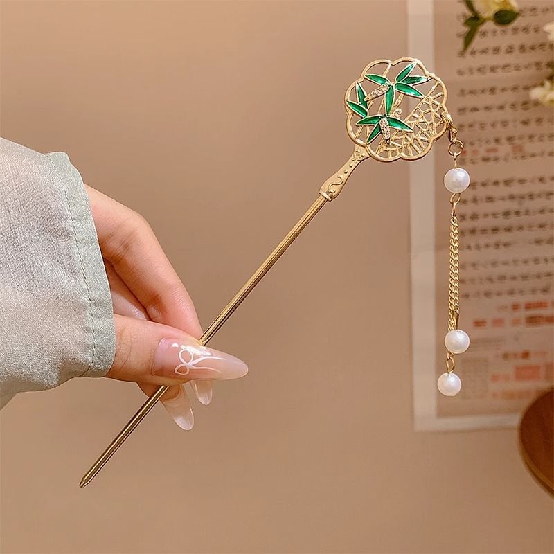 Antiquity Hair Clasp Tassel Flowers Hair Clasp High-Grade Headdress Temperament Han Chinese Clothing Hair Accessories Hairpin Back Head Updo Pin