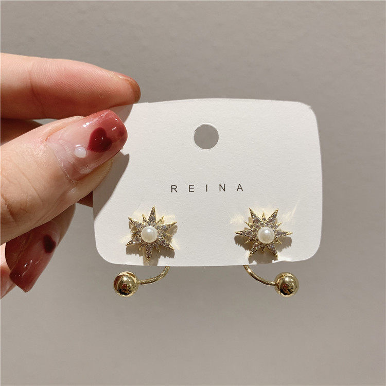 Korea Dongdaemun Six-Pointed Star Zircon Stud Earrings Design Creative Detachable Two-Way Earrings Earrings for Women