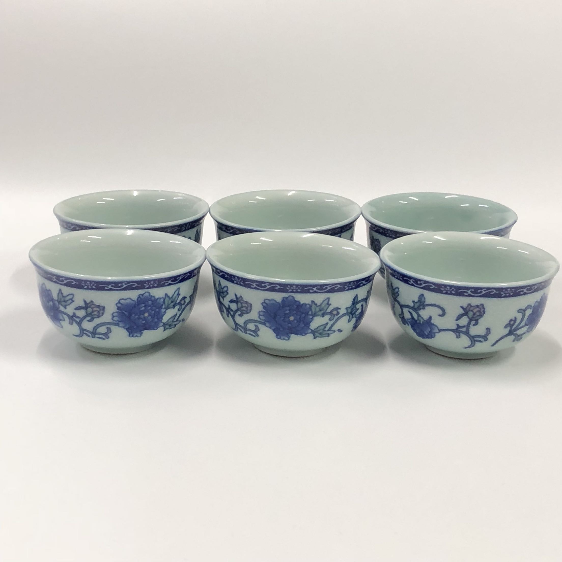 4r9z茶具套装青花瓷杯品茗杯小茶杯陶瓷功夫茶杯大紫砂茶碗杯子6