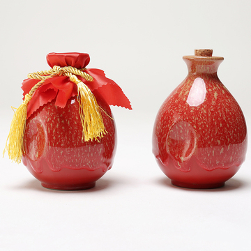 1z5x1斤陶瓷土陶小酒壶 婚庆酒瓶结婚用喜酒红色装酒容器空酒瓶酒
