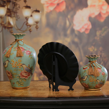 摆件家居饰品创意陶瓷花瓶三件套欧式客厅酒柜电视柜装饰摆设美式