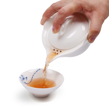 德化白瓷盖碗大号手抓壶泡茶碗滤网陶瓷盖碗功夫茶具家用茶壶单壶