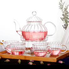高硼硅玻璃茶壶耐高温花茶壶蜡烛加热家用煮茶具女士泡茶壶花唐延