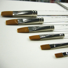 水粉笔排笔专业平头水晶杆尼龙毛绘画笔丙烯笔6支装6002