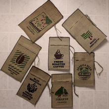 VQA3咖啡生豆麻袋装饰营业用多款图案咖啡小麻袋咖啡豆包装麻布袋