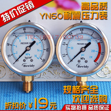 YZ轴向带边耐震压力表YN60ZT液压油压表0-1.6/2.5/6/10/16/25/40M