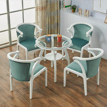 N5欧式小沙发椅子茶几圆桌酒店专卖咖啡店接待会客简单休闲一桌四