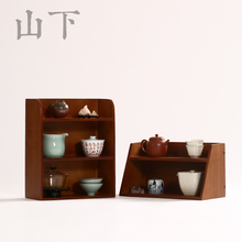76N茶杯茶壶收纳柜 仿古二层三层小茶架展架多宝格茶棚博古架置物