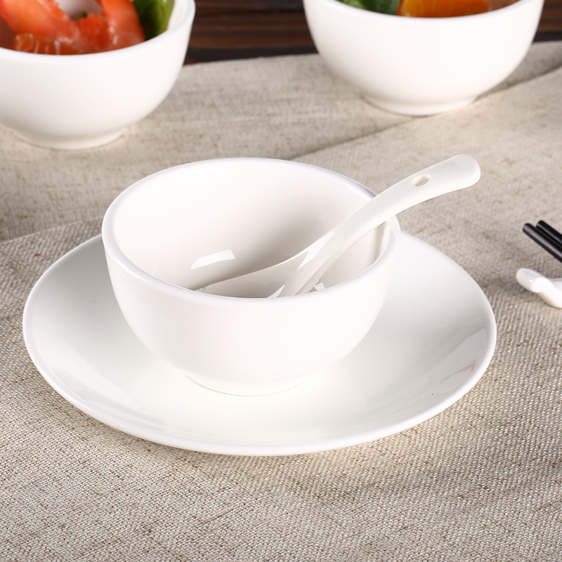 3t23【10只装】纯白色陶瓷碗吃饭碗加厚隔热饭碗餐馆家用小碗吃米