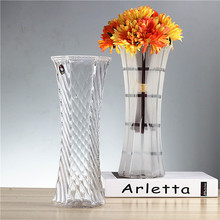 花瓶富贵竹中大号玻璃透明百合水培简约现代六角客厅桌面插花王金