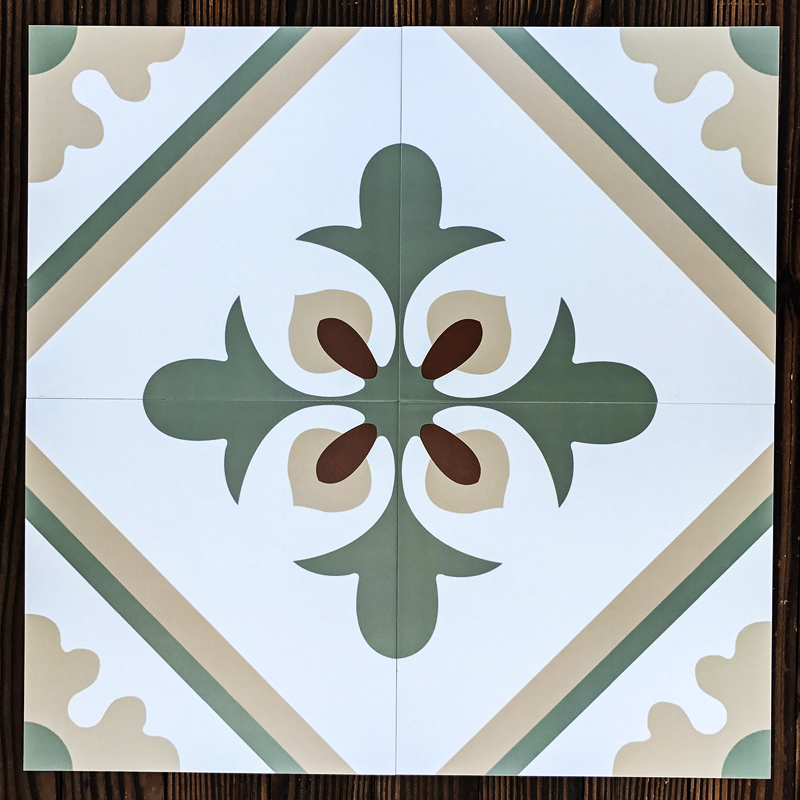 300*300老上海风情绿色拼花复古小花砖/优雅格调玄关厨卫阳台地砖