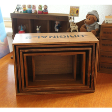 Q5ZRzakka复古木盒子大号收纳箱储物托盘桌面木质收纳盒长方形实