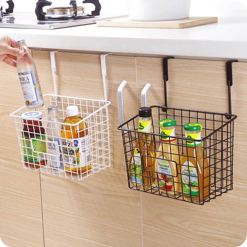 Wholesale Wrought Iron Hanging Basket, Punch-Free Bathroom Storage Rack Kitchen Cabinet Door Rack Storage Basket Wall Hanging Cabinet Door Storage