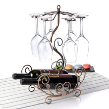 欧式红酒架摆件创意酒瓶架红酒杯架倒挂家用简约葡萄酒架高脚悟品