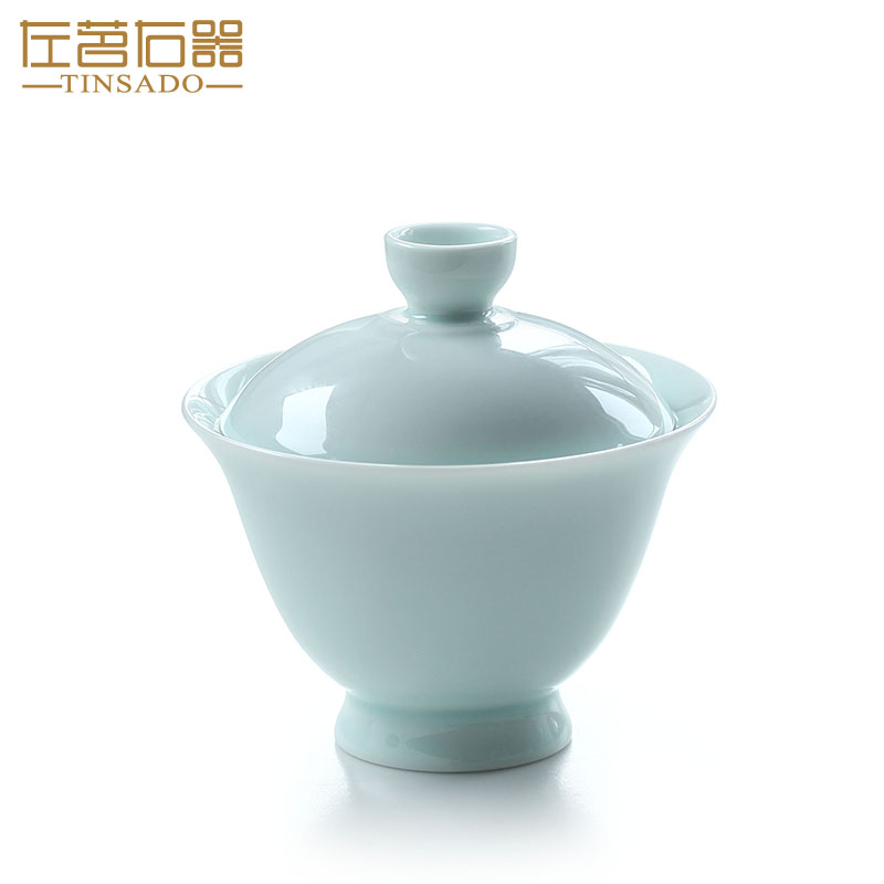 左茗右器景德镇青瓷盖碗茶杯不烫手三才碗功夫茶具单个泡茶碗大号