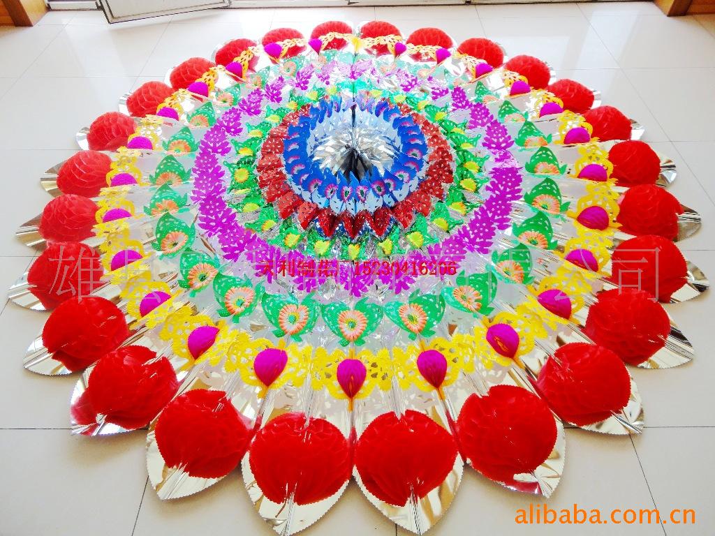 华丽聚丙2米圆头加球殡葬亮纸花圈