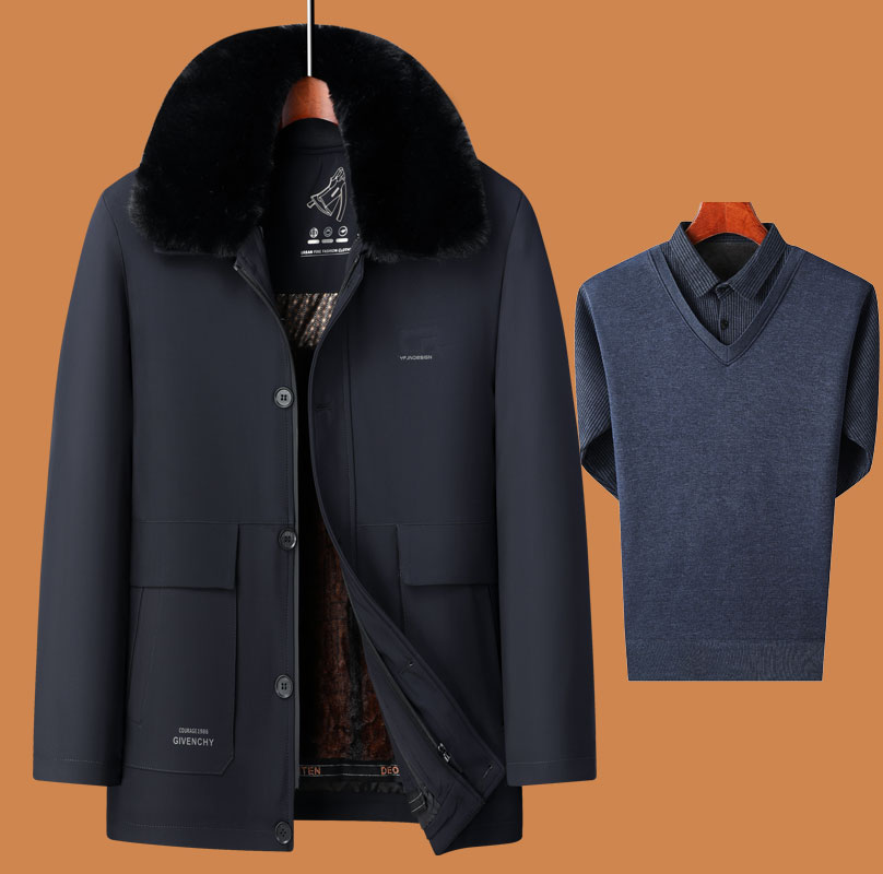 爸爸秋冬装外套装50岁60中老年人男70爷爷加绒加厚老人棉袄棉衣服