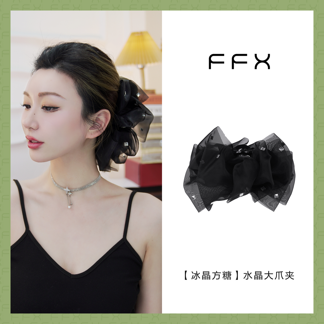 铂思亚抓夹女新款韩版网纱蓬松感发夹气质鲨鱼夹子简约精致发饰