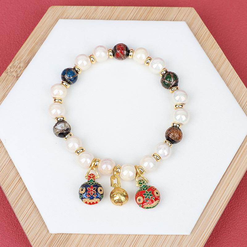 Spot Goods Beijing Palace Museum's Cultural and Creative Products Bracelet Swallowing Gold Beast Fragrant Gray Porcelain Glaze Cinnabar Bracelet Men and Women Ceramic Bracelet Wholesale