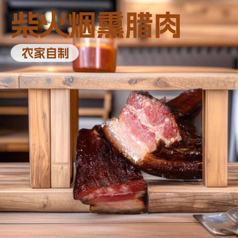 湖南特色柴火烟熏五花腊肉肥瘦均匀手工腌制风干烟熏腊肉农家自制