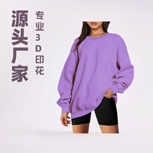 亚马逊跨境新款3D数码印花套头女士休闲圆领卫衣