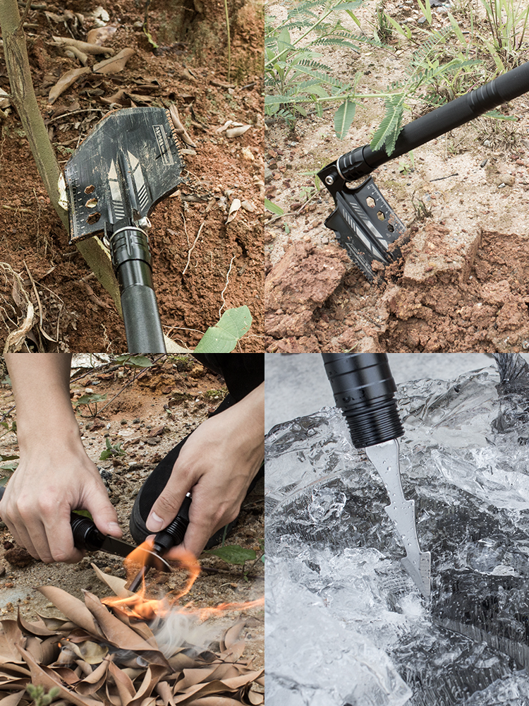 日本进口德国户外登山杖多功能折叠手杖车载防身武器野外求生工具