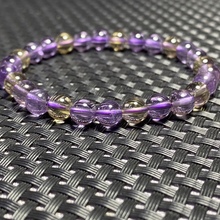 天然巴西紫黄晶圆珠手链色泽亮丽鸳鸯双色紫黄水晶手串饰品男女款