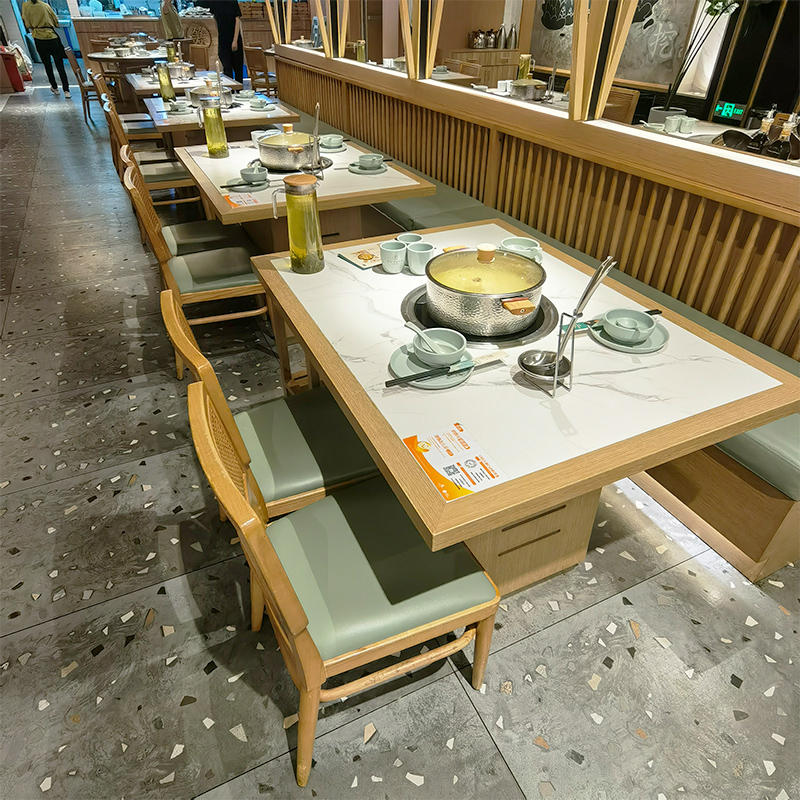无净化火锅桌子商用大理石烤肉卡座餐桌电磁炉一体桌椅组合-阿里巴巴