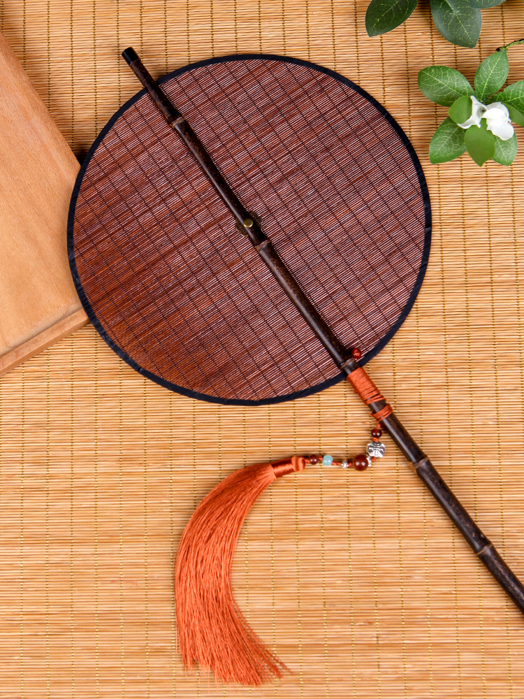 仿宋复原麈尾扇竹篦扇细竹丝全竹腰扇可旋转卷曲折叠云卷云舒古风