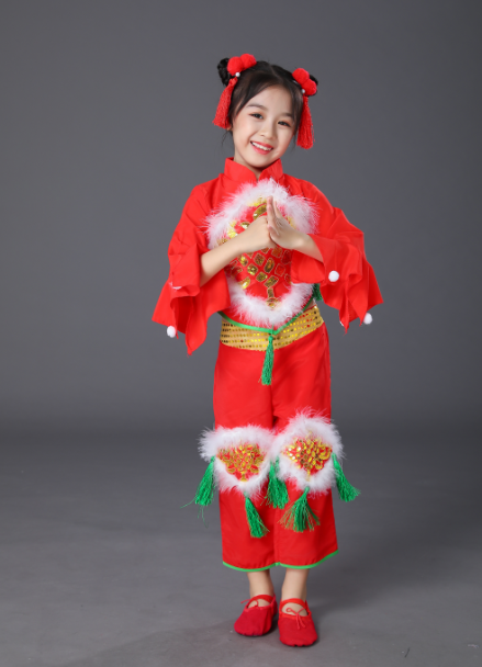 新款儿童秧歌服民族表演服开门红喜庆舞蹈服幼儿元旦中国结演出服