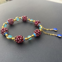 天然巴西紫黄晶圆珠手链色泽亮丽鸳鸯双色紫黄水晶手串饰品男女款