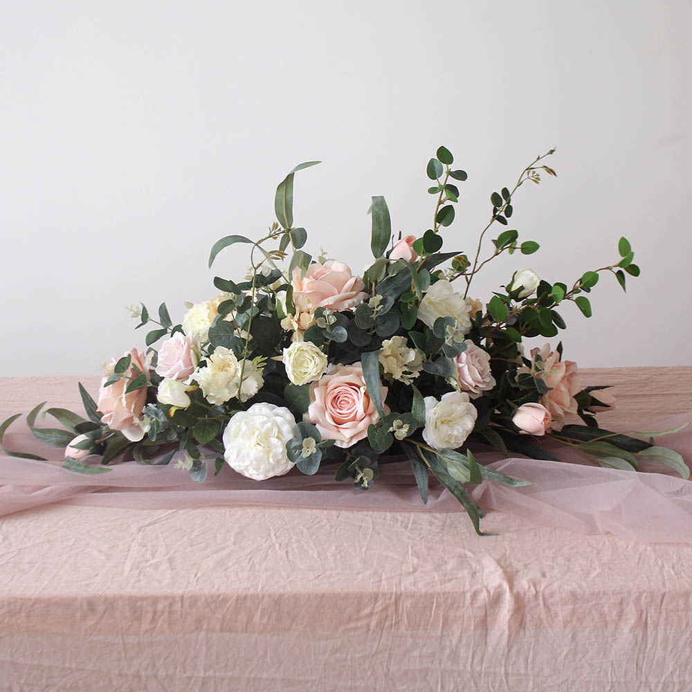 仿真玫瑰桌花摆花西餐厅长桌花餐厅花会议室酒店装饰花摆设台花艺