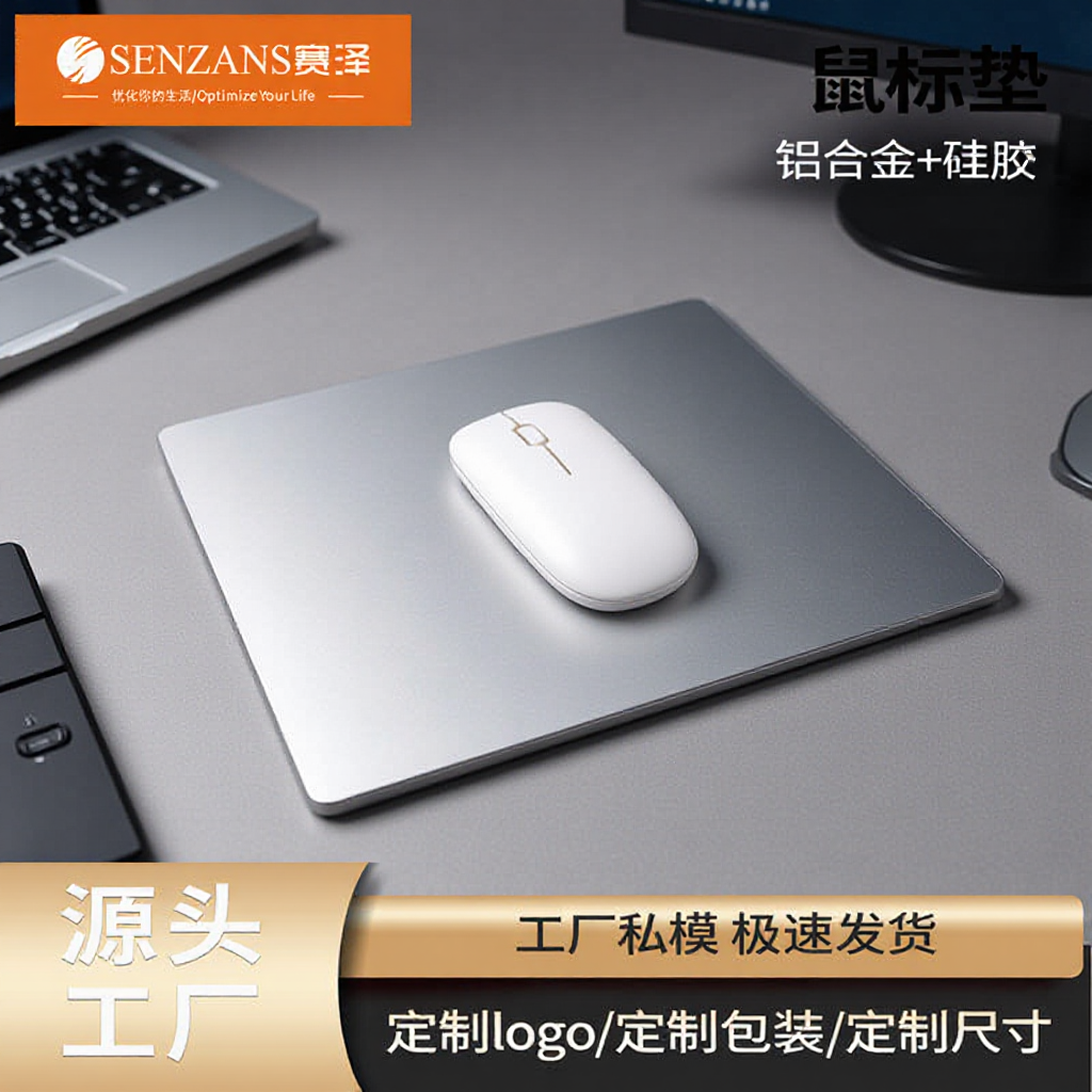 双面铝制鼠标垫246*202mm铝合金金属游戏MAC铝鼠标垫SENZANS/赛泽