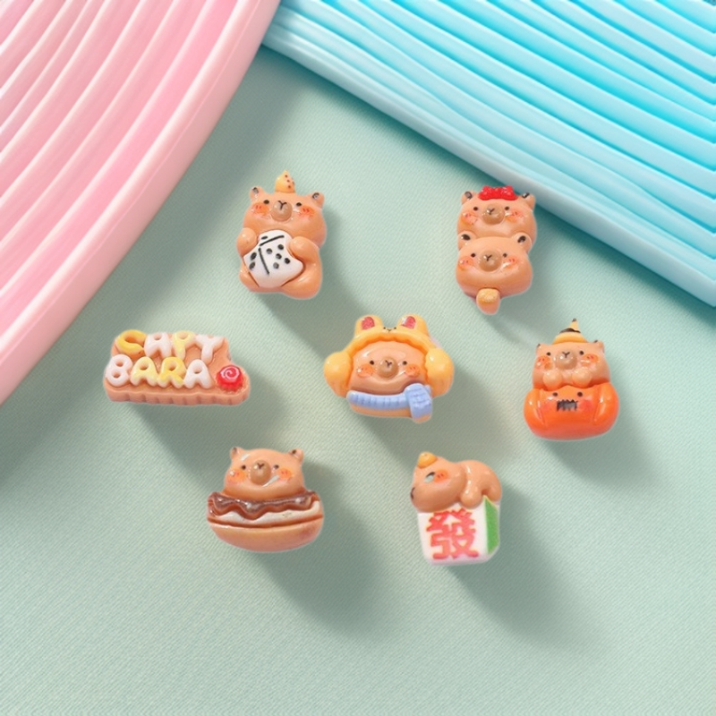 可爱网红水豚 麻将卡皮巴拉树脂鞋扣配件diy奶油胶手机壳饰品批发