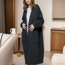 大码毛衣女2025新款欧美宽松长款卷袖针织开衫休闲外套跨境亚马逊