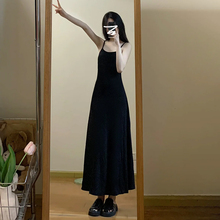 2024新款赫本风法式黑色吊带连衣裙子夏季女装小众设计长裙小黑裙