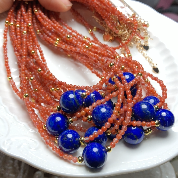 天然冰飘南红锁骨链红玛瑙吊坠设计款